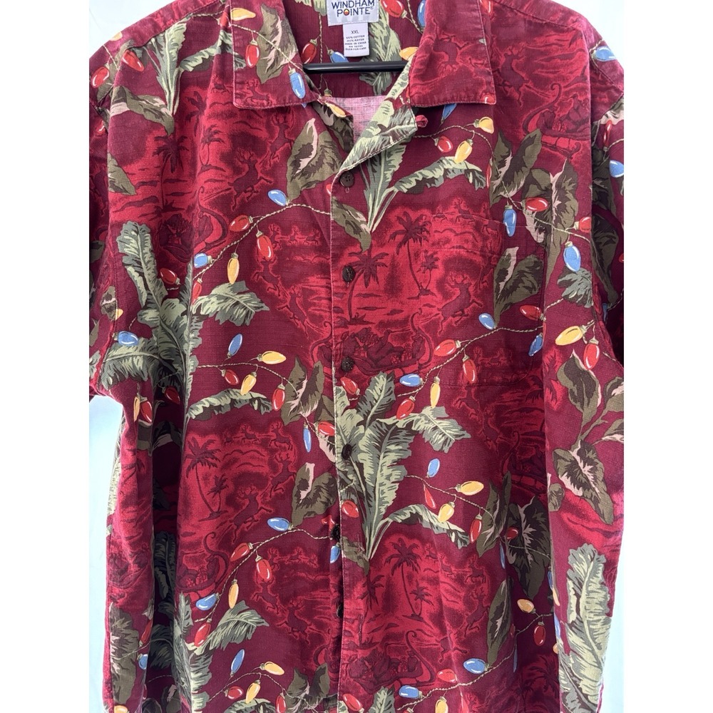 Windham Pointe Men's Hawaiian camp shirt XXL Tropical Christmas LIGHTS
